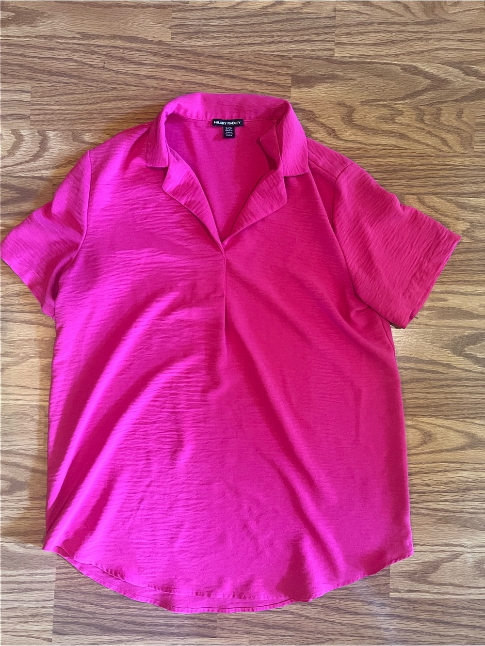 Hilary Radley Bright Fuchsia Short Sleeve Polo Blouse
